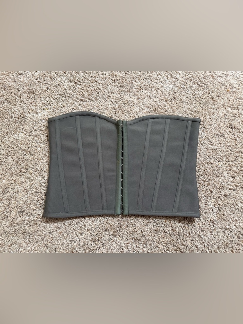 Olive Corset Top Bustier Strapless Boned Size 8 Y2K Trendy